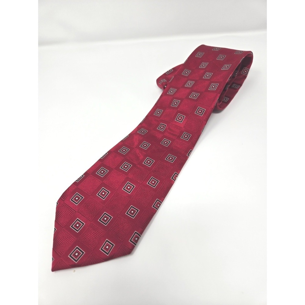 Donald Trump Necktie Mens OS Red Geometric Square Silk Signature Collection